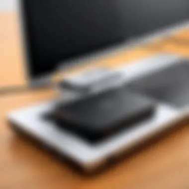 Illustration of a Dell laptop seamlessly connected to a USB docking station