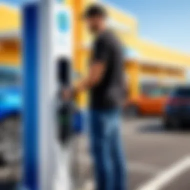 Consumer Experience at Walmart Charging Stations Customer using charger at Walmart